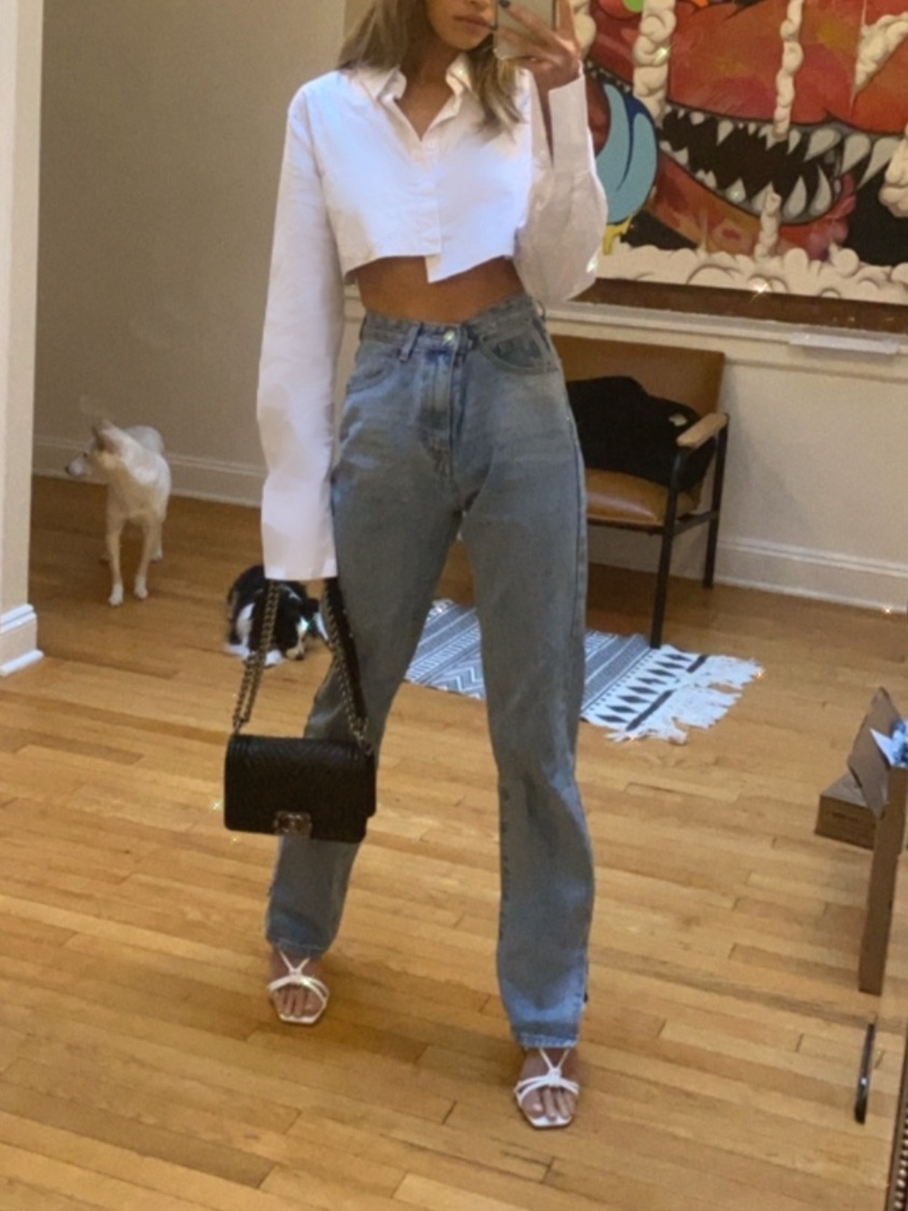 Stylish crop white shirt